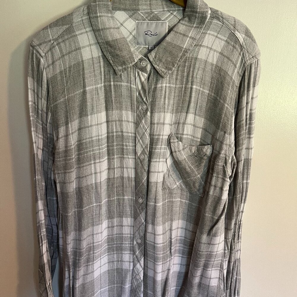 Rails Super Soft Grey And White Flannel - image 1